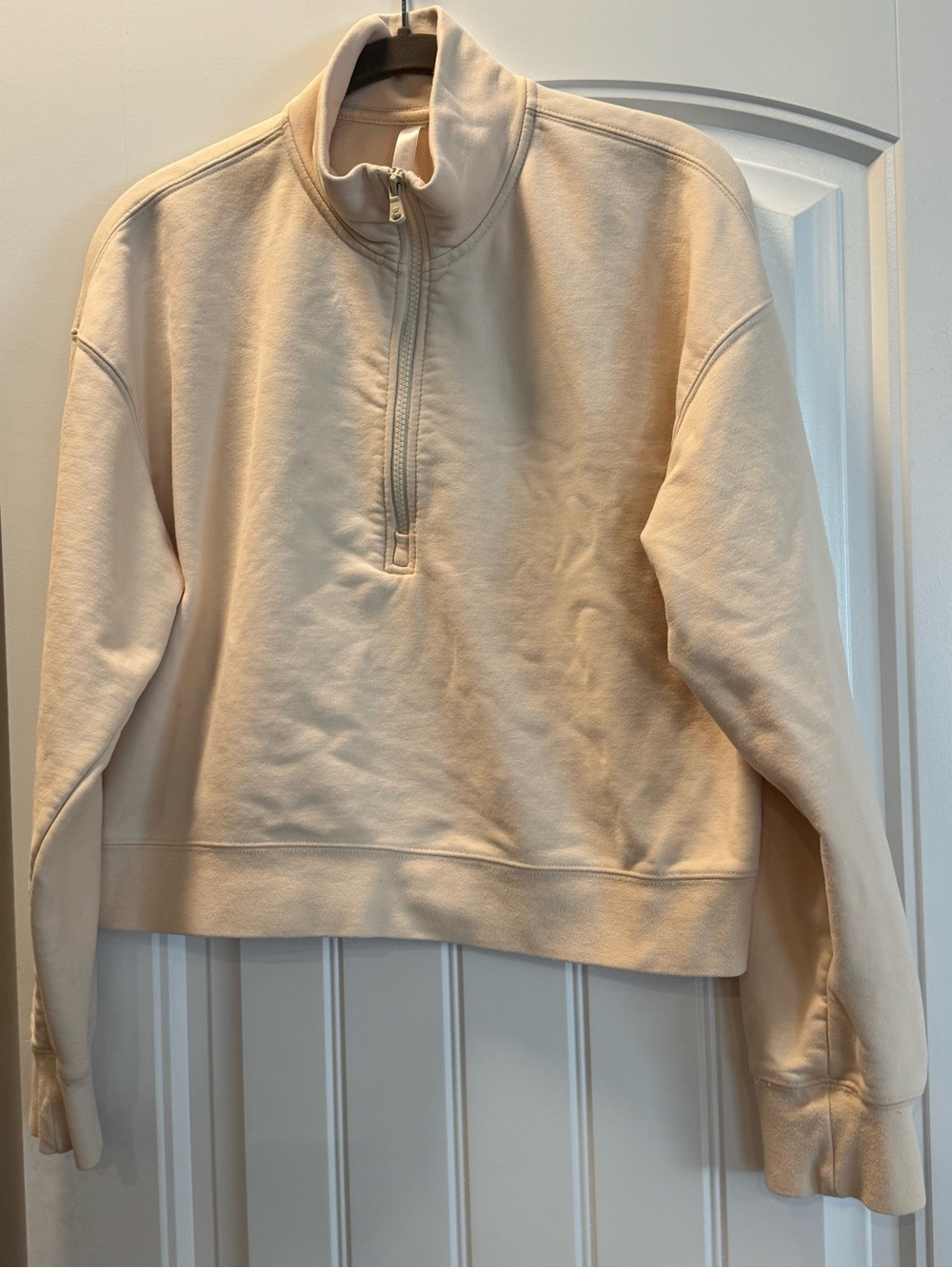 Fabletics Beige Cropped Quarter-Zip Pullover